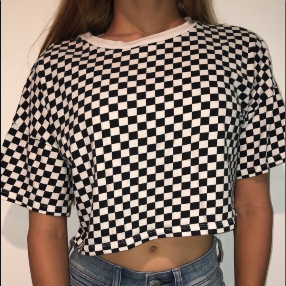 forever 21 checkered cropped tee (women’s)